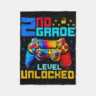2nd Grade Level Unlocked Gamer First Day Of School Fleece Blanket