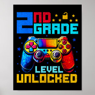 2nd Grade Level Unlocked Gamer First Day Of School Poster