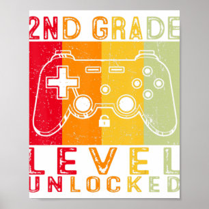 2nd Grade Level Unlocked Gamer First Day Of School Poster
