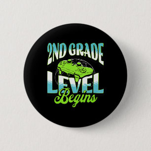 2nd Grade Level Unlocked Retro Gaming Adventure De 6 Cm Round Badge
