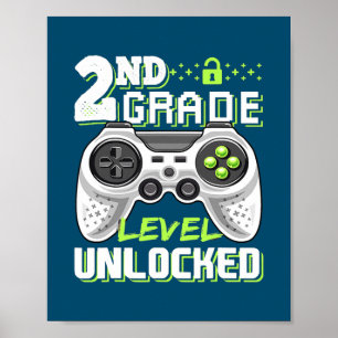 2nd Grade Level Unlocked Video Game Back to Poster
