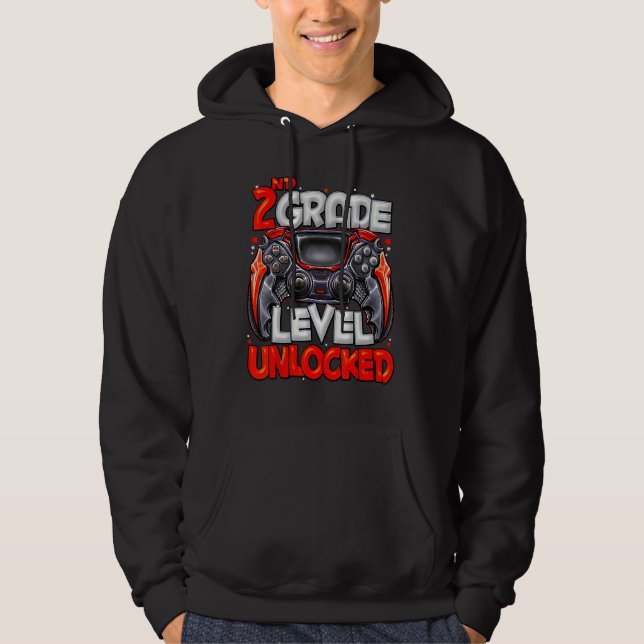 2nd Grade Level Unlocked Video Game Back To School Hoodie (Front)