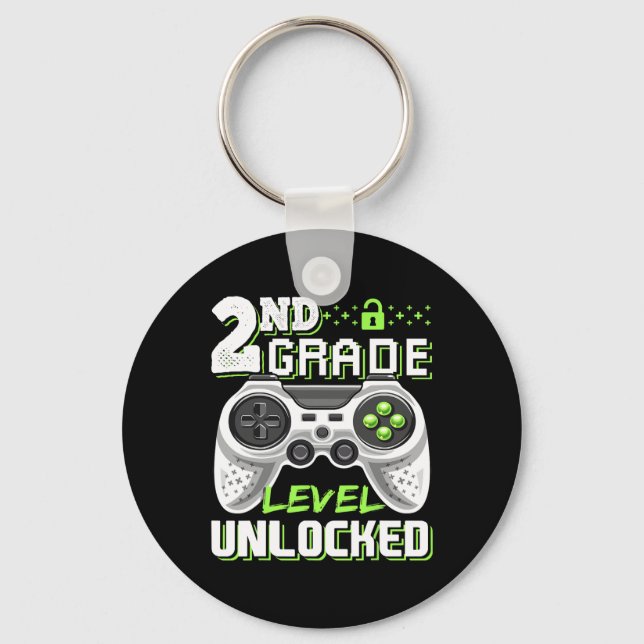 2nd Grade Level Unlocked Video Game Back To School Key Ring (Front)