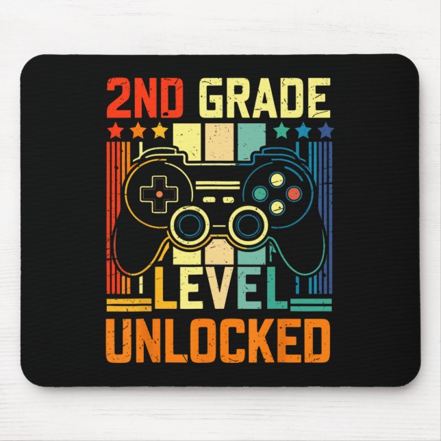 2nd Grade Level Unlocked Video Game Back To School Mouse Mat (Front)
