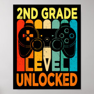 2nd Grade Level Unlocked Video Game Back To School Poster