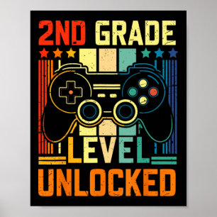 2nd Grade Level Unlocked Video Game Back To School Poster