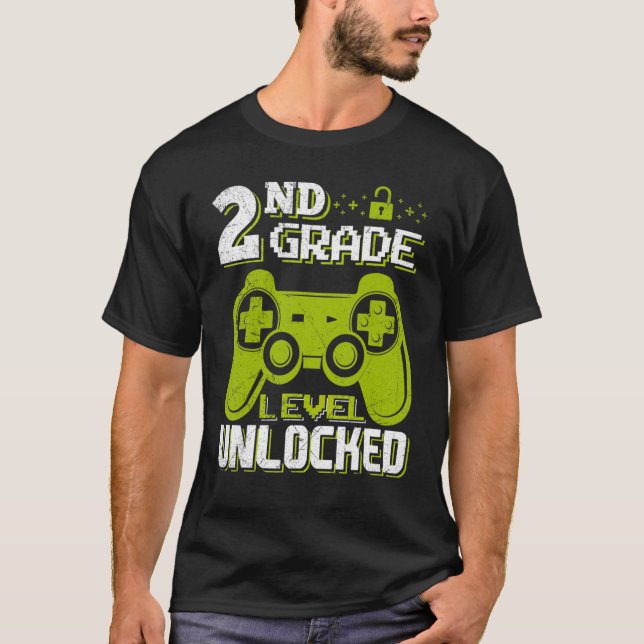 2nd Grade Level Unlocked Video Game Back To School T-Shirt (Front)