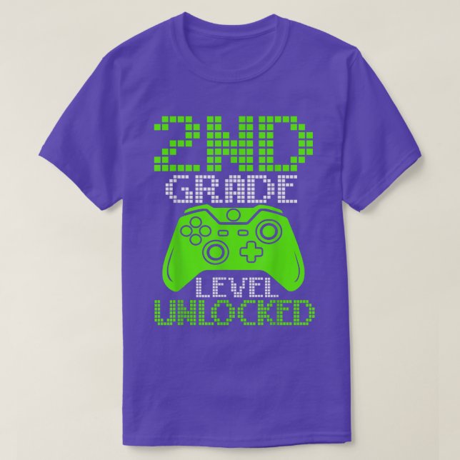 2nd Grade Level Unlocked Video Game Back to School T-Shirt (Design Front)