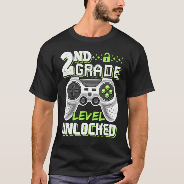 2nd Grade Level Unlocked Video Game Back To School T-Shirt (Front)