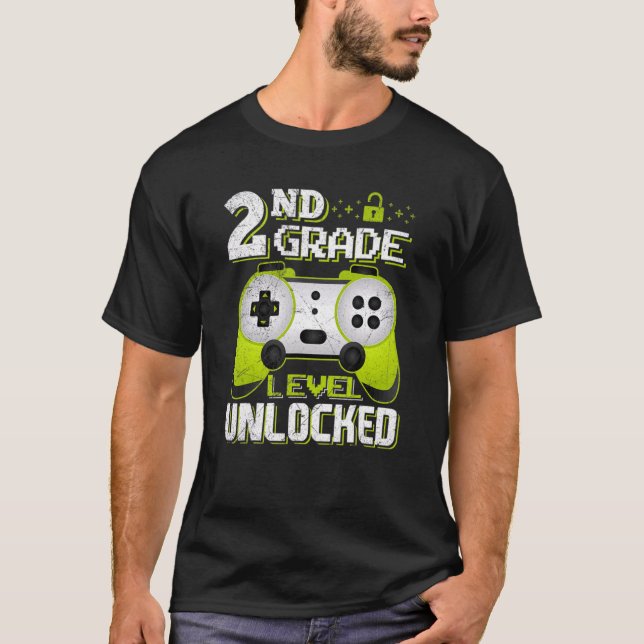 2nd Grade Level Unlocked Video Game Back To School T-Shirt (Front)