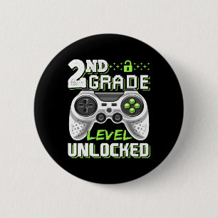 2nd Grade Level Unlocked Video Game Byck To School 6 Cm Round Badge
