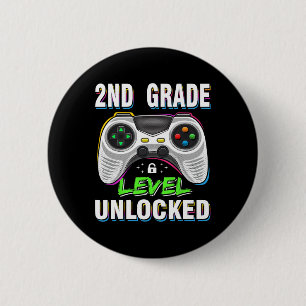 2nd Grade Level Unlocked Video Game Byck To School 6 Cm Round Badge