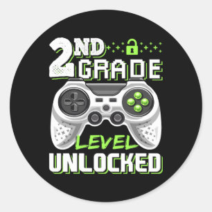 2nd Grade Level Unlocked Video Game Ck To School B Classic Round Sticker