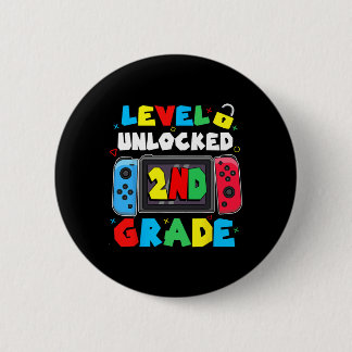 2nd Grade Level Unlocked Video Gamer Boy Kids Ck T 6 Cm Round Badge