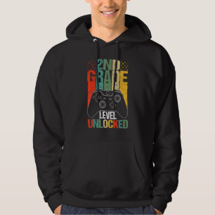 2nd Grade Level Unlocked Video Gamer Vintage Back Hoodie