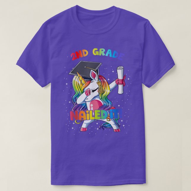 2nd Grade Nailed It Funny Dabbing Rainbow Unicorn  T-Shirt (Design Front)