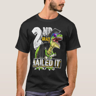 2nd Grade Nailed It Rex Dinosaur Graduation Cap Go T-Shirt