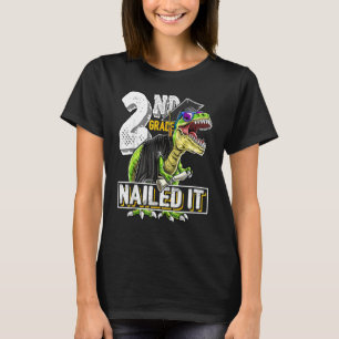 2nd Grade Nailed It Rex Dinosaur Graduation Cap Go T-Shirt