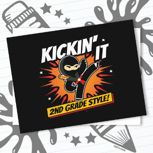 2nd Grade Ninja Kick First Day Back To School Postcard