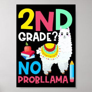 2nd Grade No Prob Llama Second Grade Teacher Humou Poster