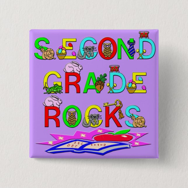 2nd Grade Rocks 15 Cm Square Badge (Front)