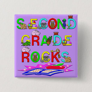 2nd Grade Rocks 15 Cm Square Badge