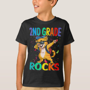 2nd Grade Rocks Cat Back To School T-Shirt