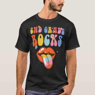 2nd Grade Rocks Retro Groovy Back To School Teache T-Shirt