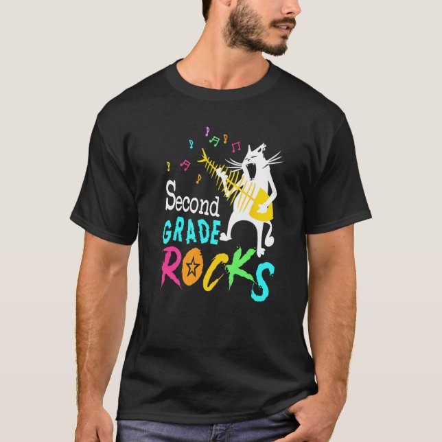 2nd Grade Rocks Student Teacher Team Second Grader T-Shirt (Front)