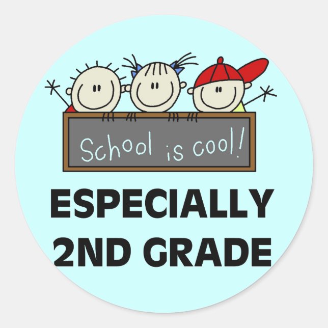 2nd Grade School is Cool Tshirts and Gifts Classic Round Sticker (Front)