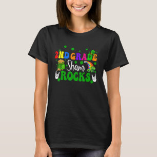 2nd Grade Shamrocks Funny Rock Hands Shamrocks Pat T-Shirt
