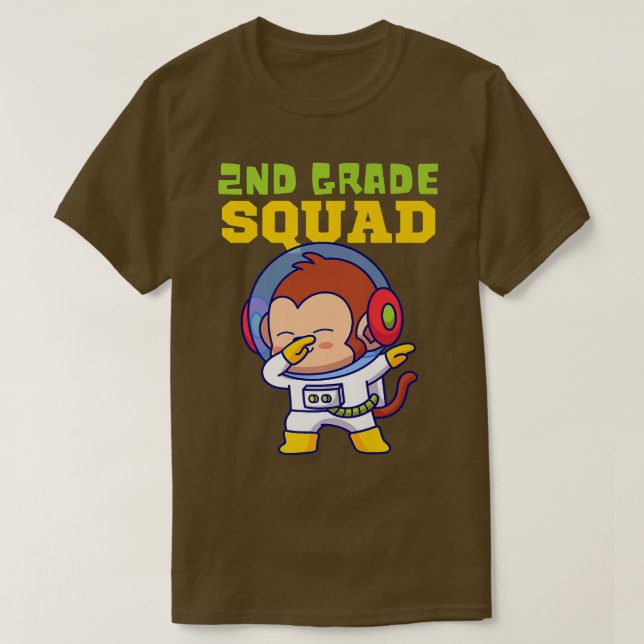 2nd Grade Squad, Back to School, Astronaut Monkey  T-Shirt (Design Front)