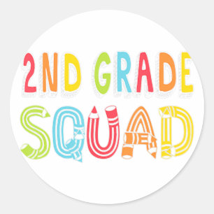2nd Grade Squad Back To School Second Grade Team P Classic Round Sticker