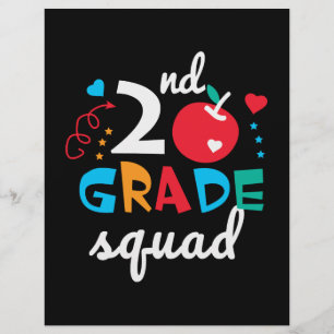 2nd grade squad school gift apple design flyer