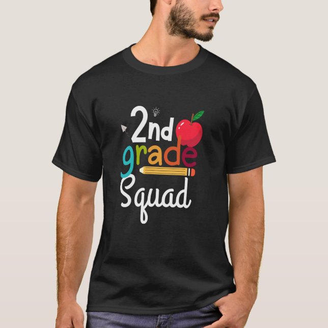 2nd Grade Squad Second Teacher Student Funny Back  T-Shirt (Front)