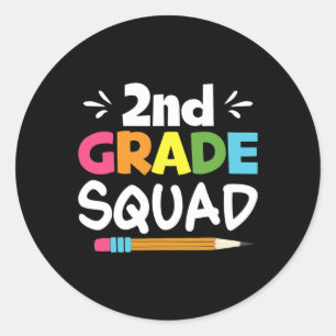 2nd Grade Squad Second Teacher Student Team Back T Classic Round Sticker