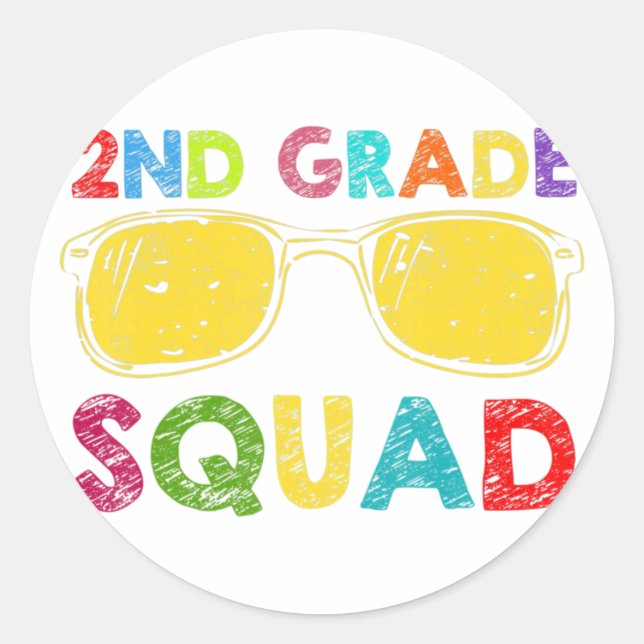2nd Grade Squad Second Teacher Student Team Back T Classic Round Sticker (Front)