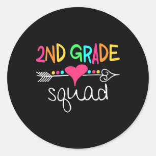 2nd Grade Squad Second Teacher Student Team Back T Classic Round Sticker