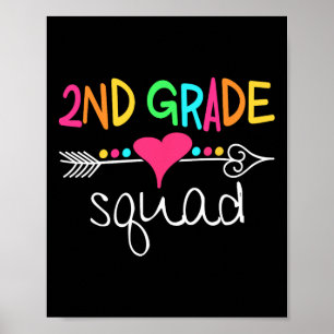 2nd Grade Squad Second Teacher Student Team Back T Poster