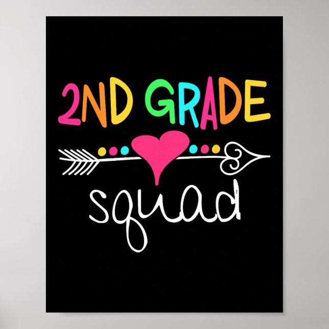 2nd Grade Squad Second Teacher Student Team Back T Poster (Front)