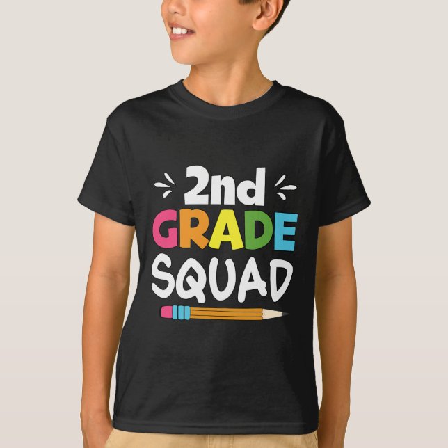 2nd Grade Squad Second Teacher Student Team Back T T-Shirt (Front)