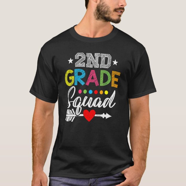 2nd Grade Squad Second Teacher Student Team Back T T-Shirt (Front)