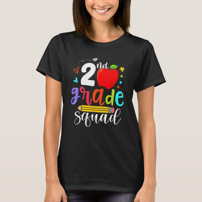 2nd Grade Squad Second Teacher Student Team Back T T-Shirt (Front)