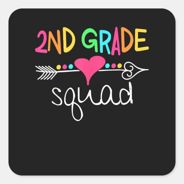2nd Grade Squad Second Teacher Student Team Square Sticker (Front)