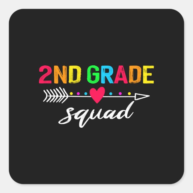 2nd grade squad square sticker (Front)