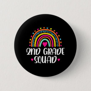 2nd Grade Squad Teacher Fun Rainbow Lover Back To 6 Cm Round Badge