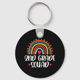 2nd Grade Squad Teacher Fun Rainbow Lover Back To Key Ring