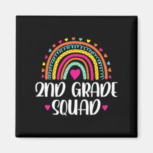 2nd Grade Squad Teacher Fun Rainbow Lover Back To Magnet