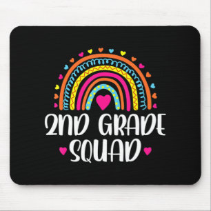 2nd Grade Squad Teacher Fun Rainbow Lover Back To  Mouse Mat