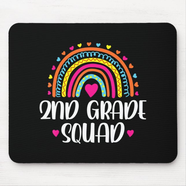 2nd Grade Squad Teacher Fun Rainbow Lover Back To  Mouse Mat (Front)